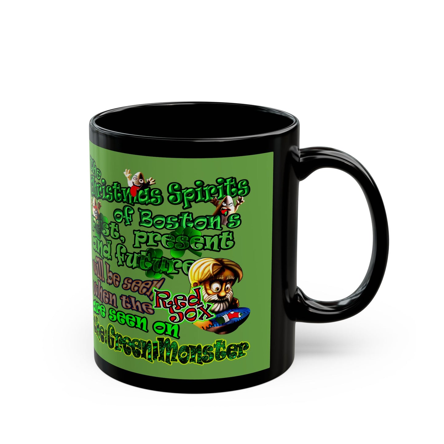 christmas spirits of boston - Black Mug (green)