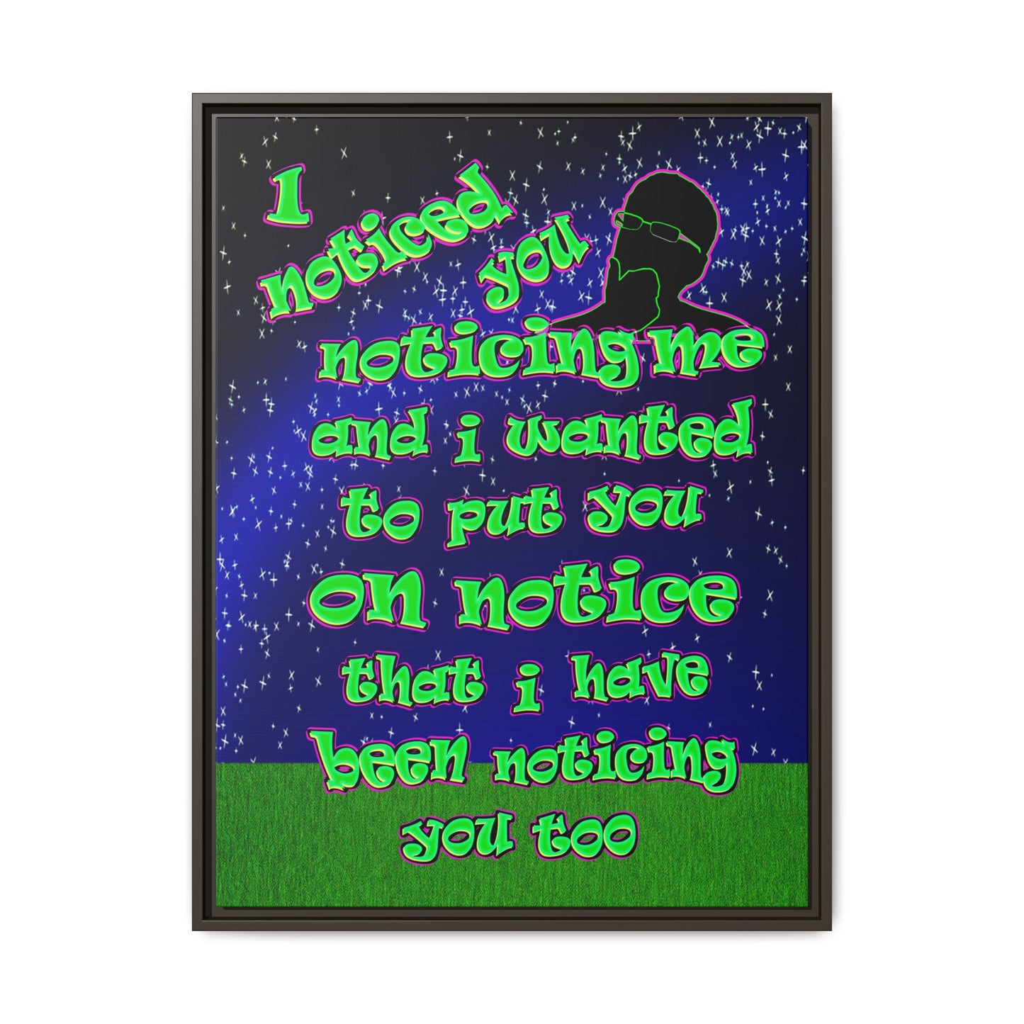 noticed you noticing - framed canvas art ('snoops' background)