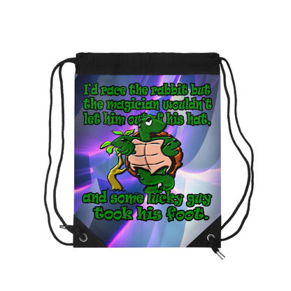 turtle race - Drawstring Bag (grey-pink wave)