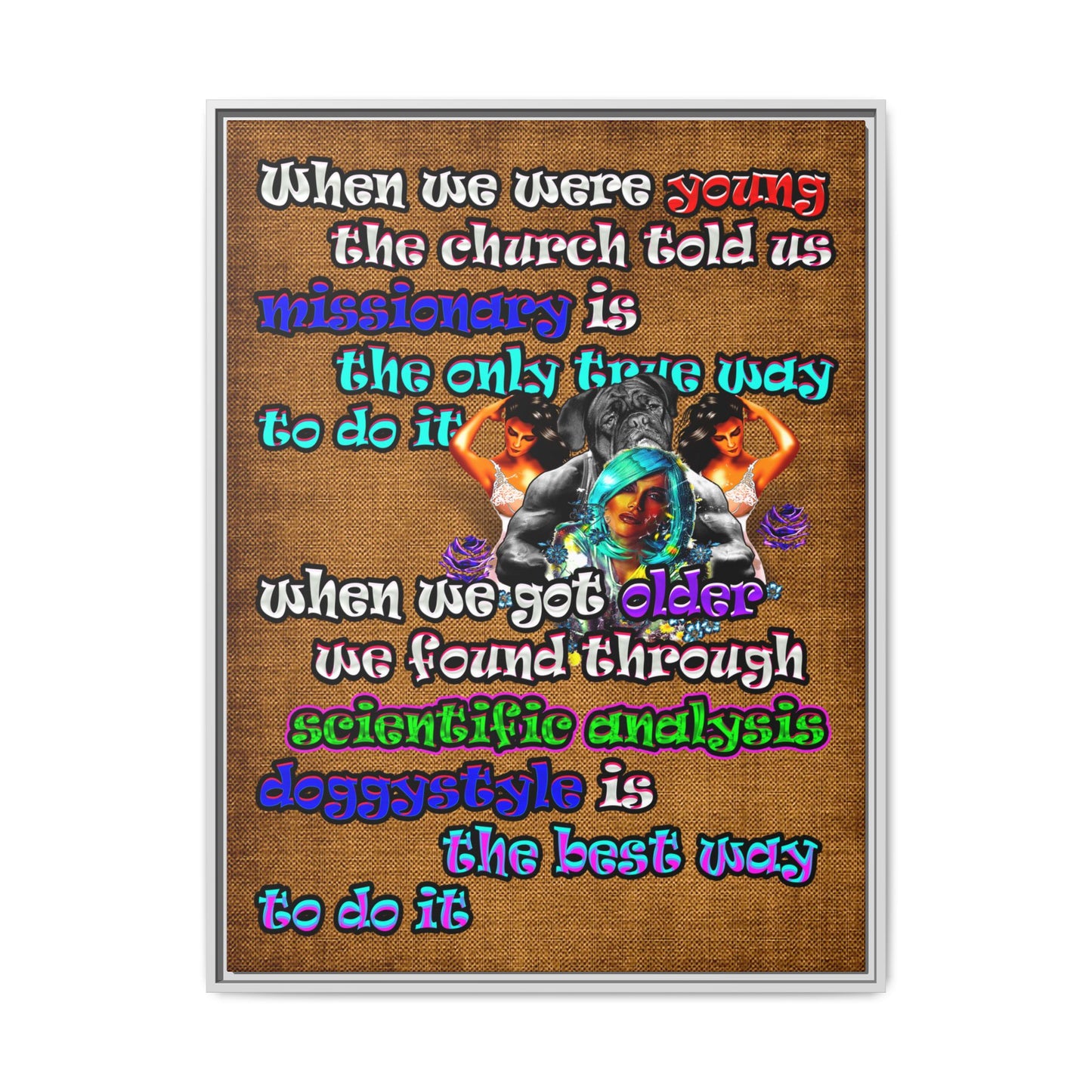 doggystyle - framed canvas art (brown papyrus)