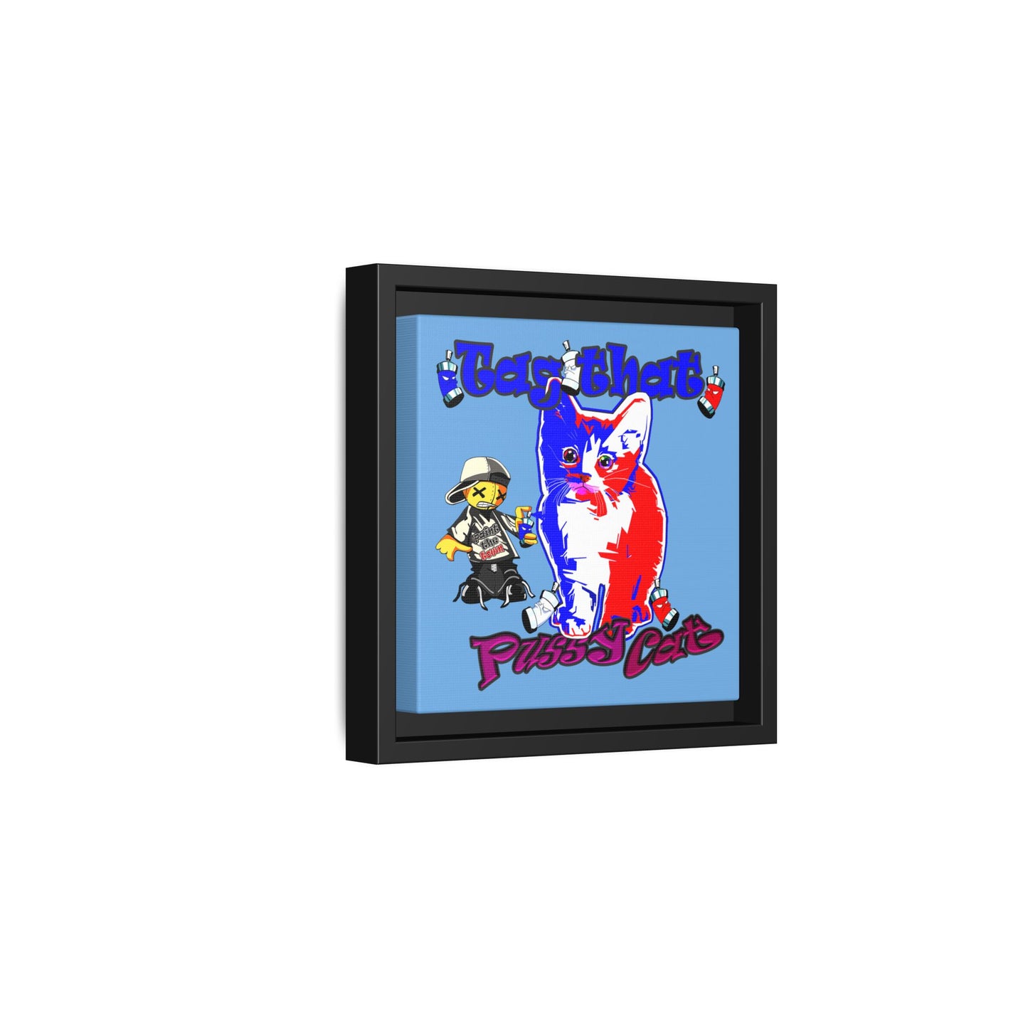 tag that - framed canvas art (light blue)