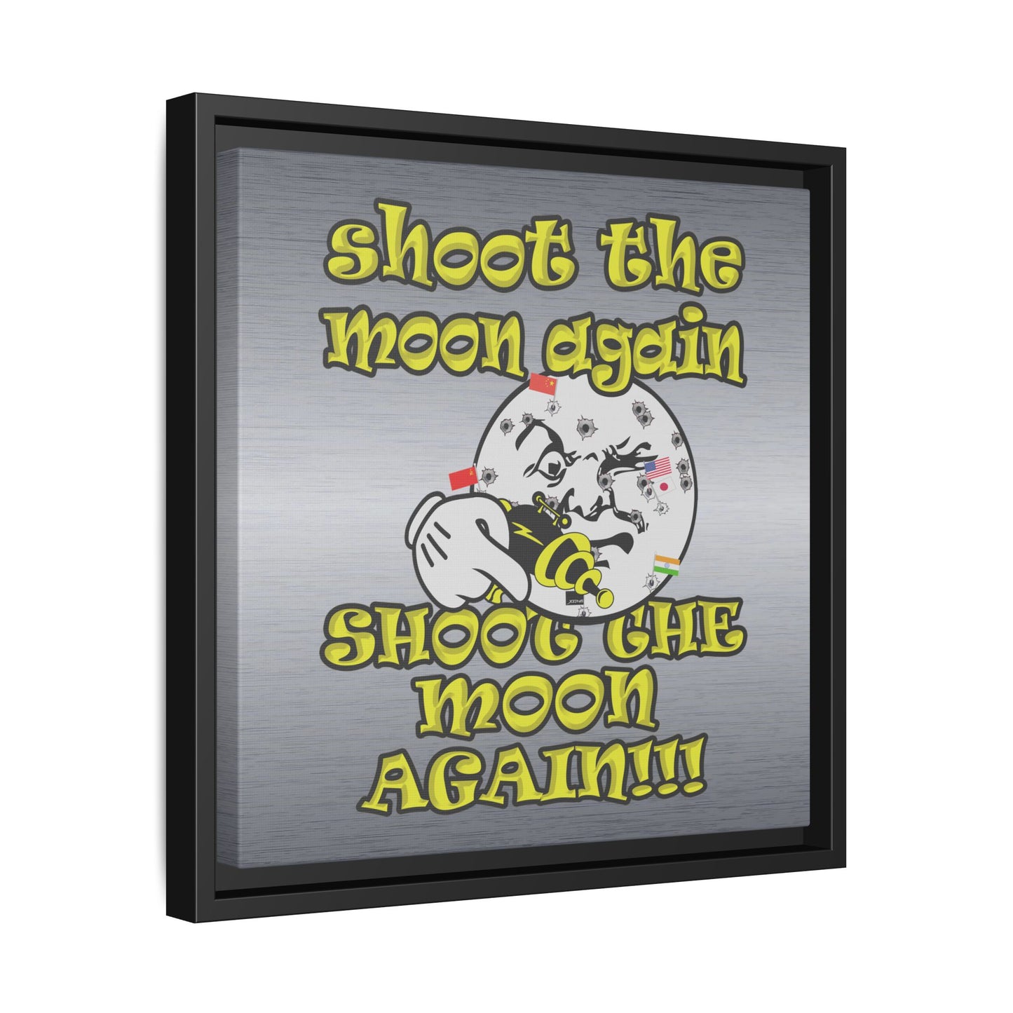 shoot the moon again - framed canvas art (brushed nickel)