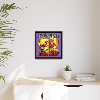 love peace - framed canvas art (light purple)