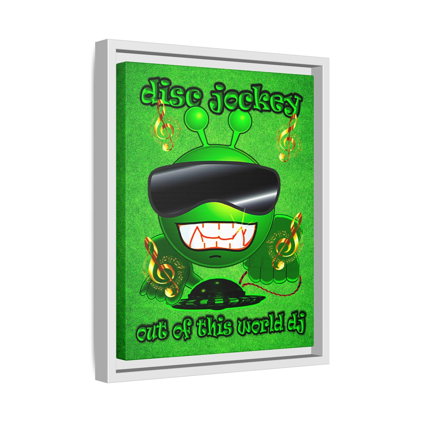 disc jockey - framed canvas art (green turf)
