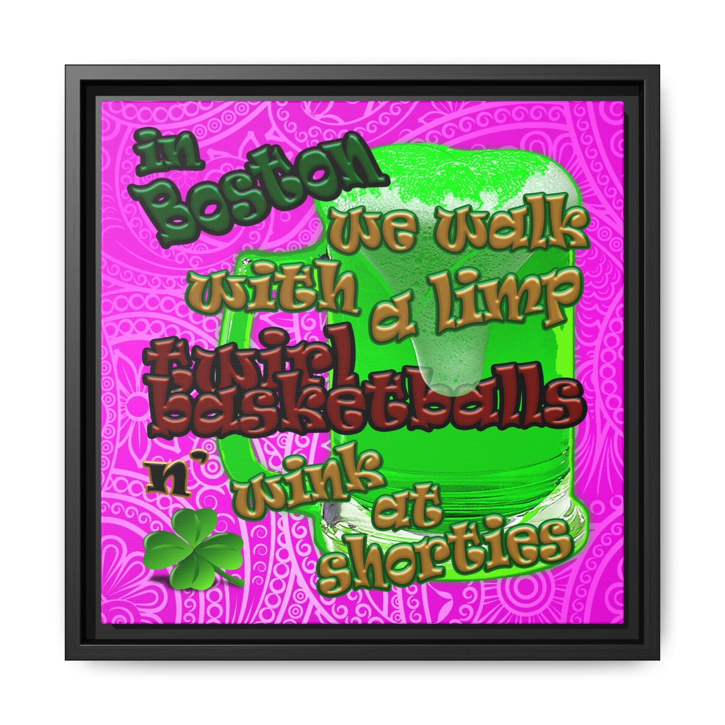celtics logo - framed canvas art (pink swirl)