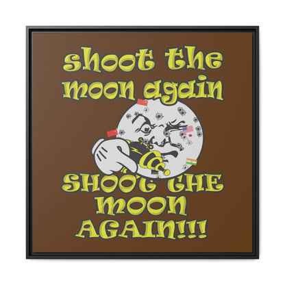 shoot the moon again - framed canvas art (brown)