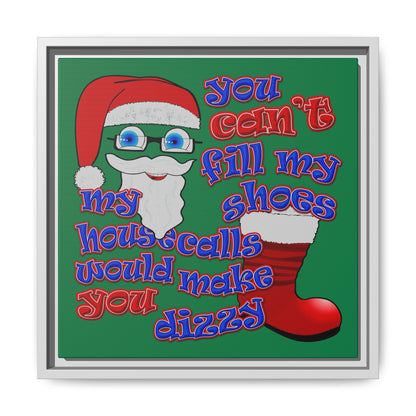 santa's shoes - framed canvas art (dark green)