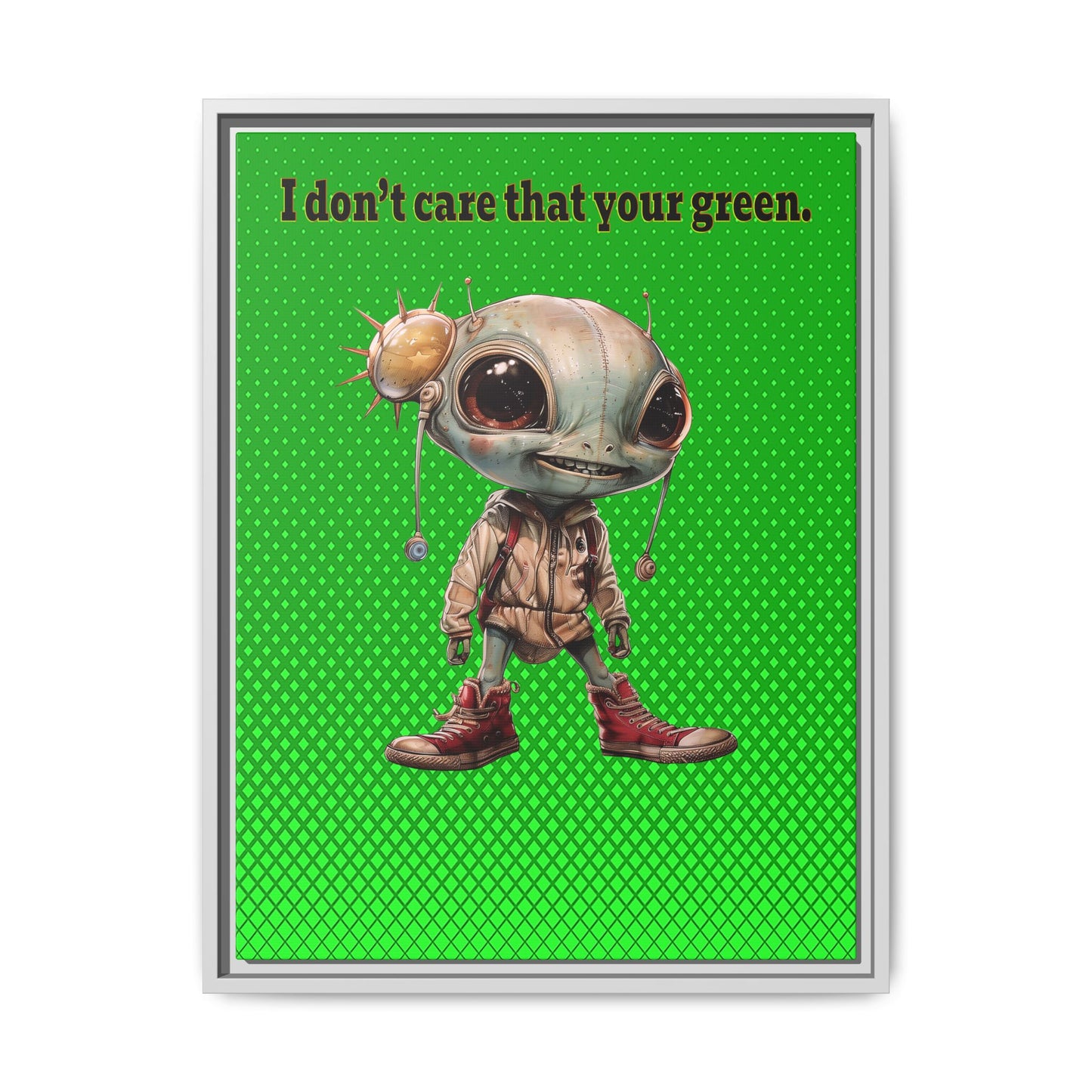 I don't care that your green - framed canvas art (logo green)