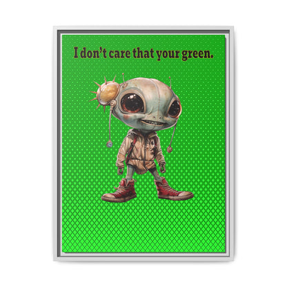 I don't care that your green - framed canvas art (logo green)
