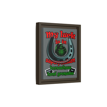 my luck - framed canvas art (dark grey)