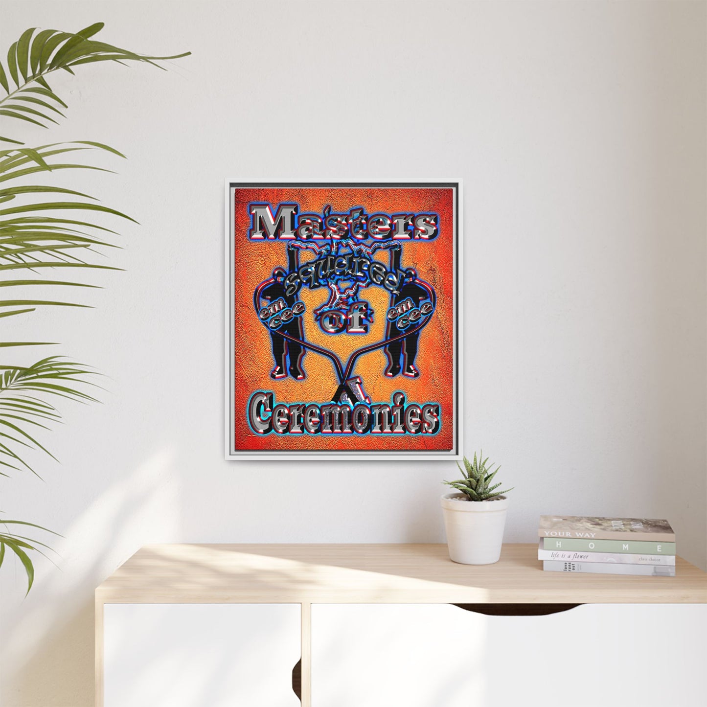 em cee squared - framed canvas art (burnt orange)