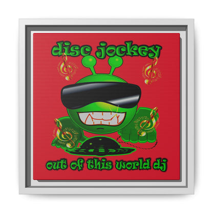 disc jockey - framed canvas art (dark red)