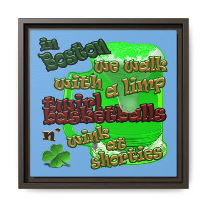 celtics logo - framed canvas art (light blue)