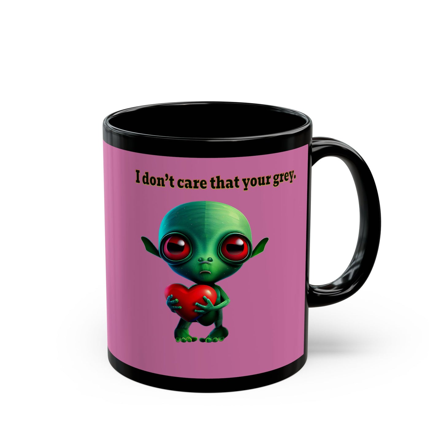 I don't care that your grey - Black Mug (light pink)