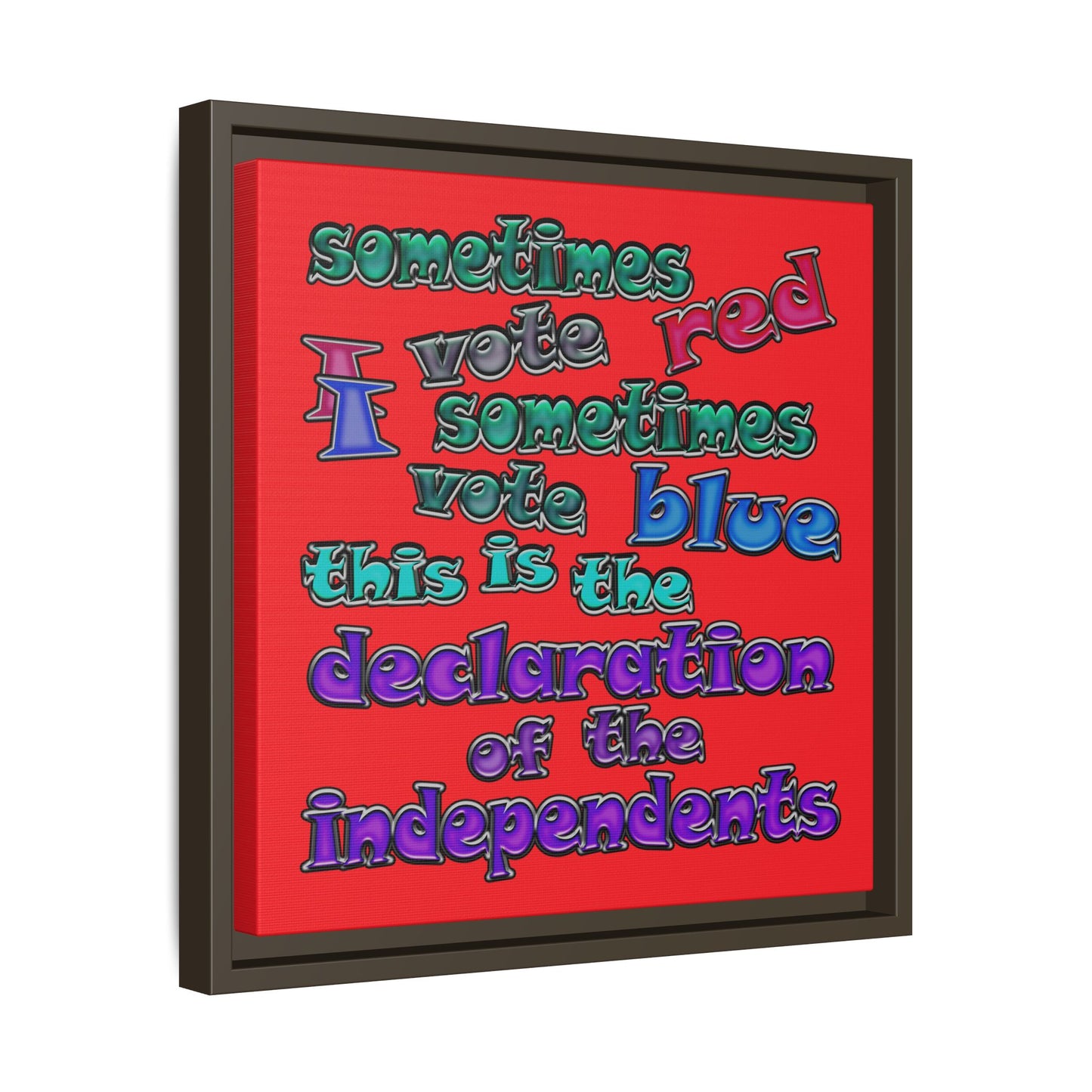 declaration of the independents - framed canvas art (red)