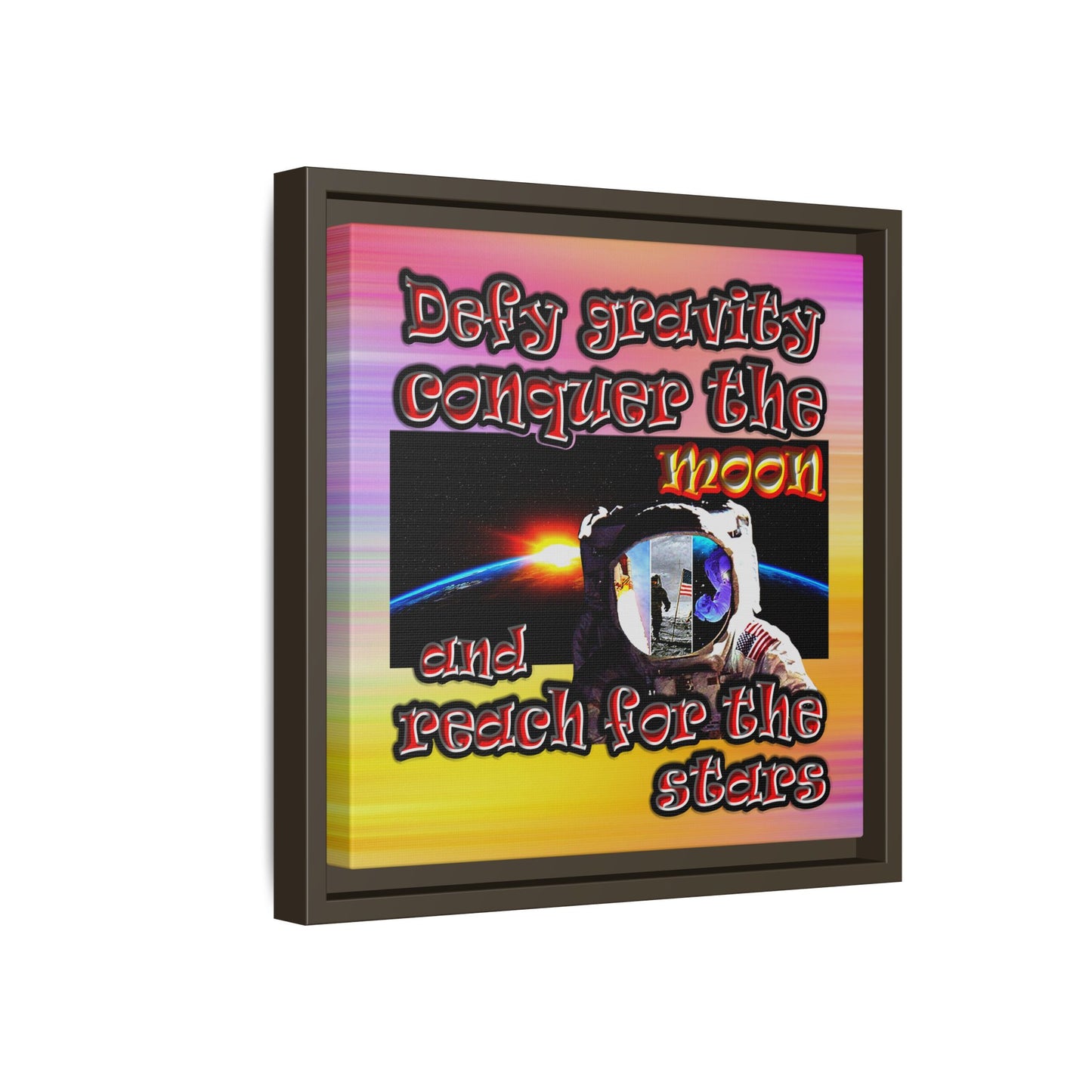 defy conquer reach - framed canvas art (color blur)
