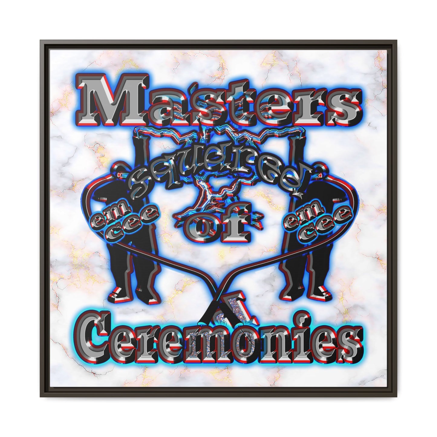em cee squared - framed canvas art (white marble)