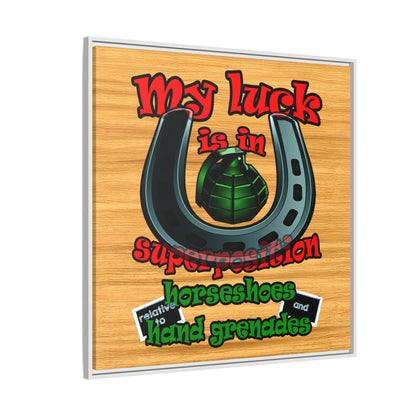 my luck - framed canvas art (butterscotch wood finish)
