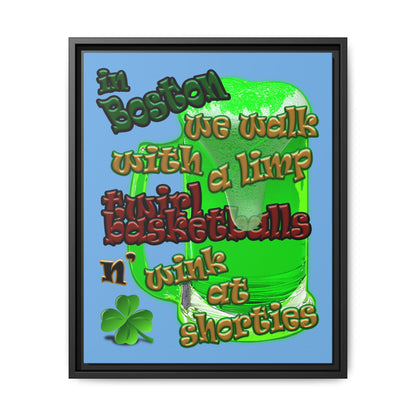 celtics logo - framed canvas art (light blue)