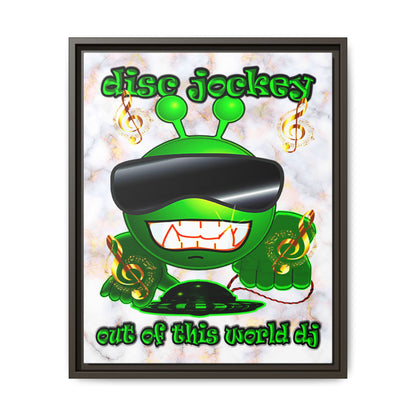 disc jockey - framed canvas art (white marble)