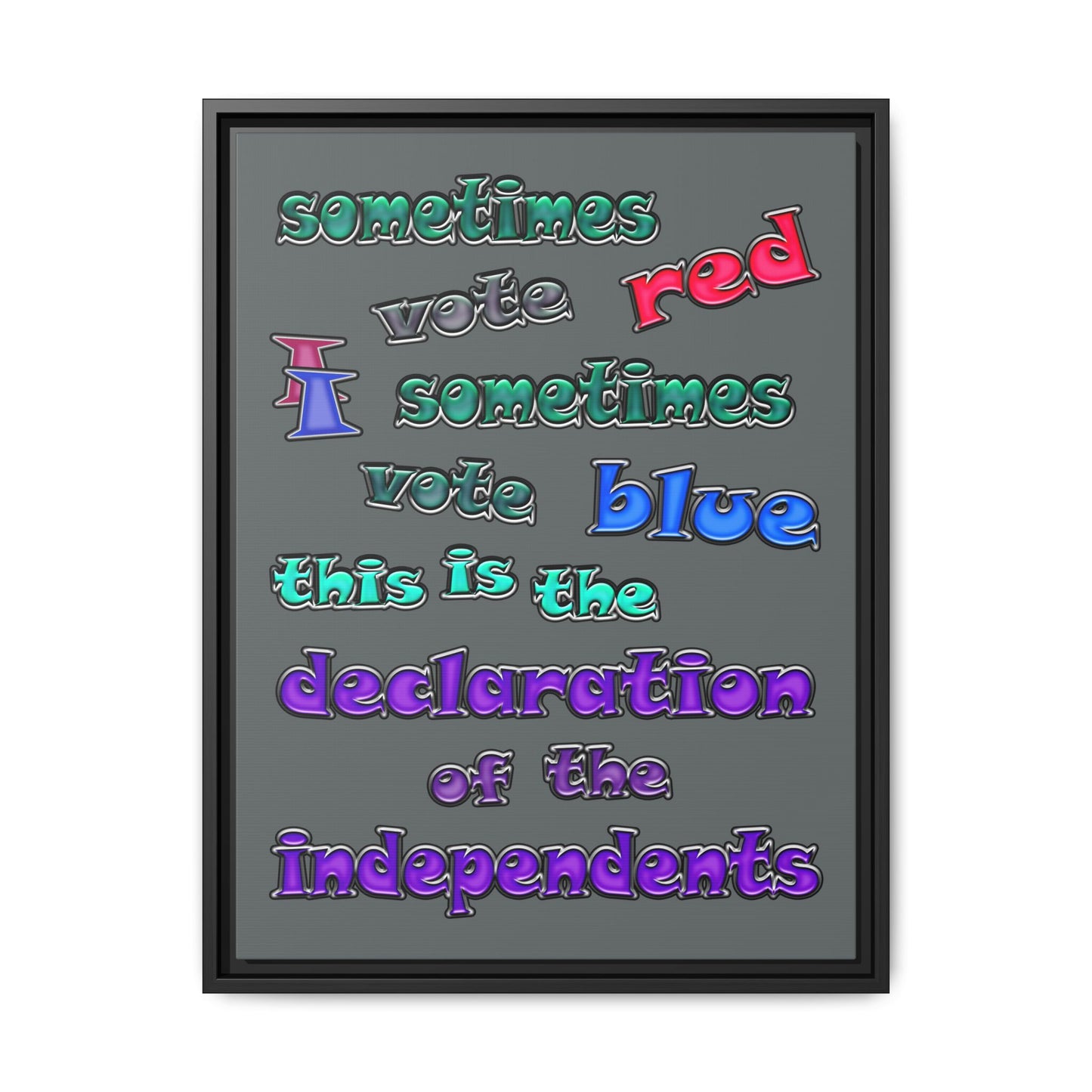 declaration of the independents - framed canvas art (dark grey)