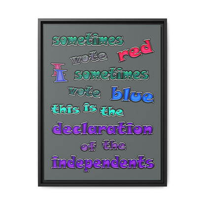 declaration of the independents - framed canvas art (dark grey)