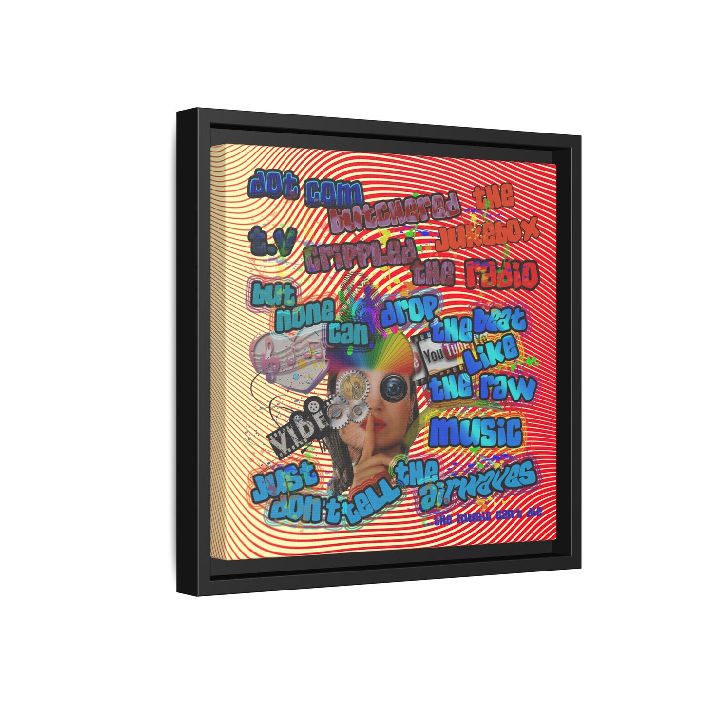 drop the beat - framed canvas art (yellow-orange wave)