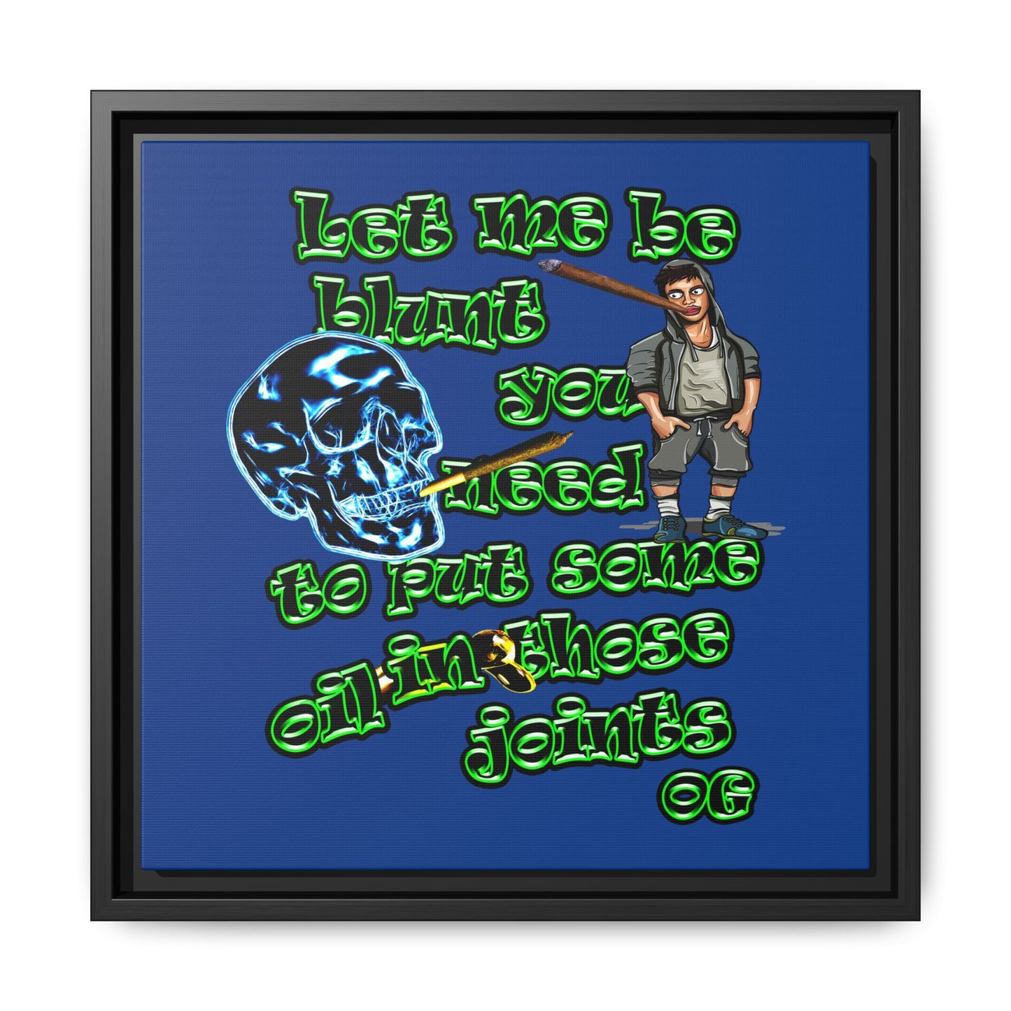 og - framed canvas art (dark blue)