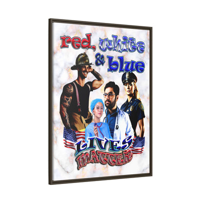 rw&b lives matter - framed canvas art (white marble)