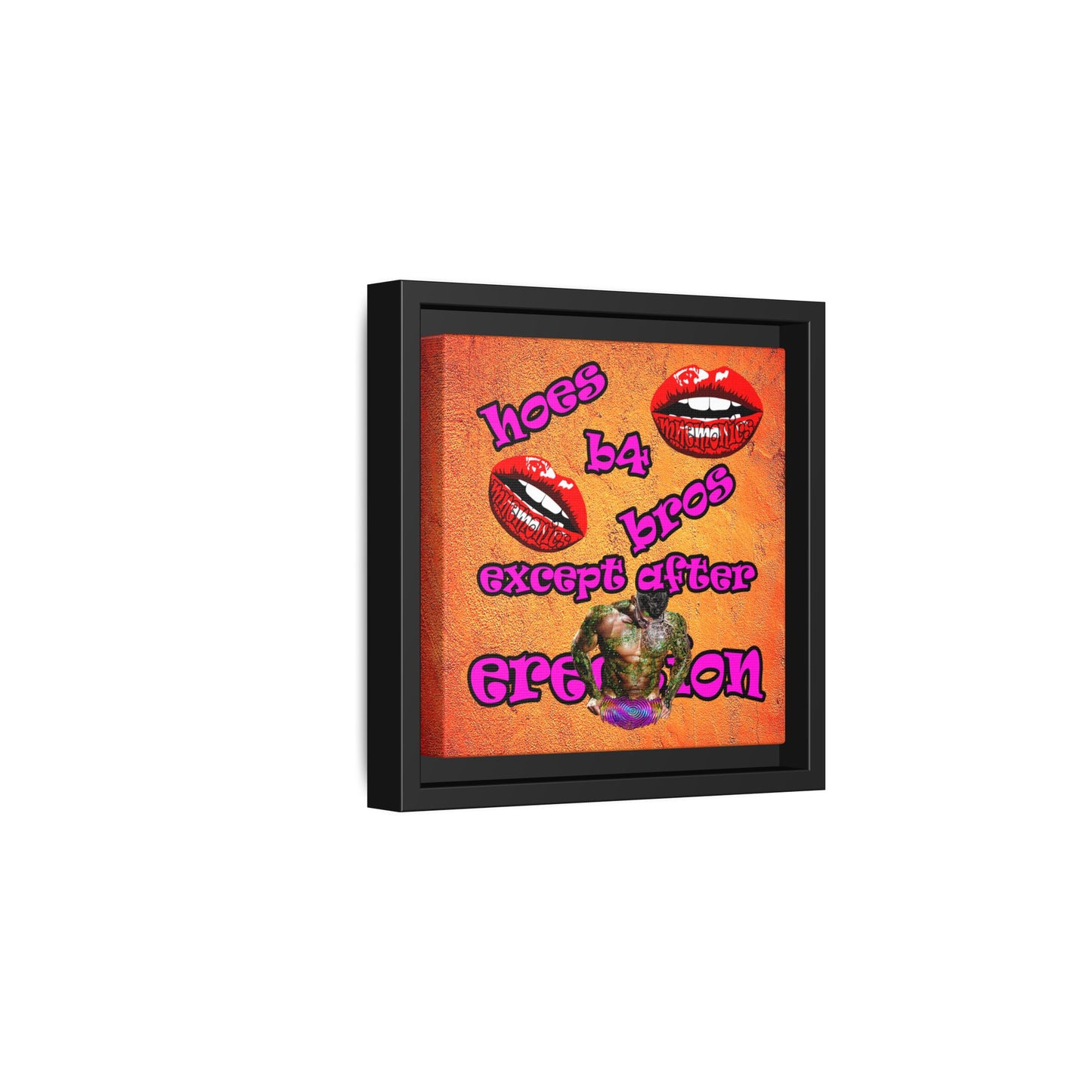hoes b4 bros - framed canvas art (burnt orange)