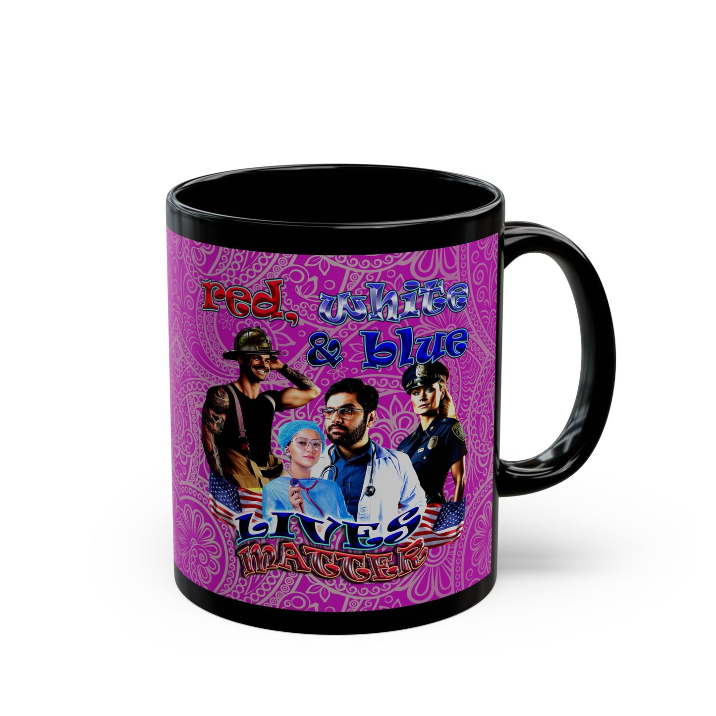 rw&b lives matter - Black Mug (pink swirl)