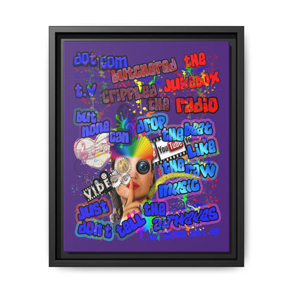 drop the beat - framed canvas art (purple)
