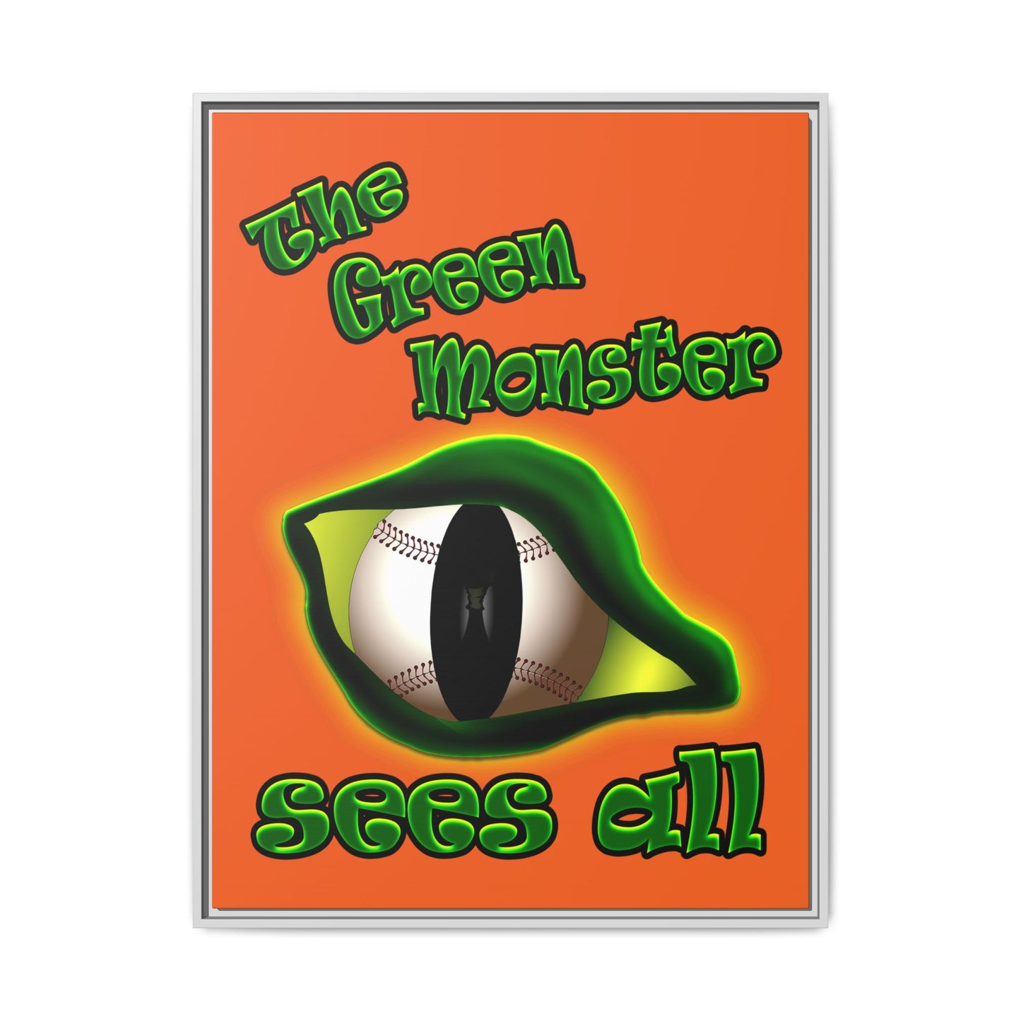 green monster - framed canvas art (orange)