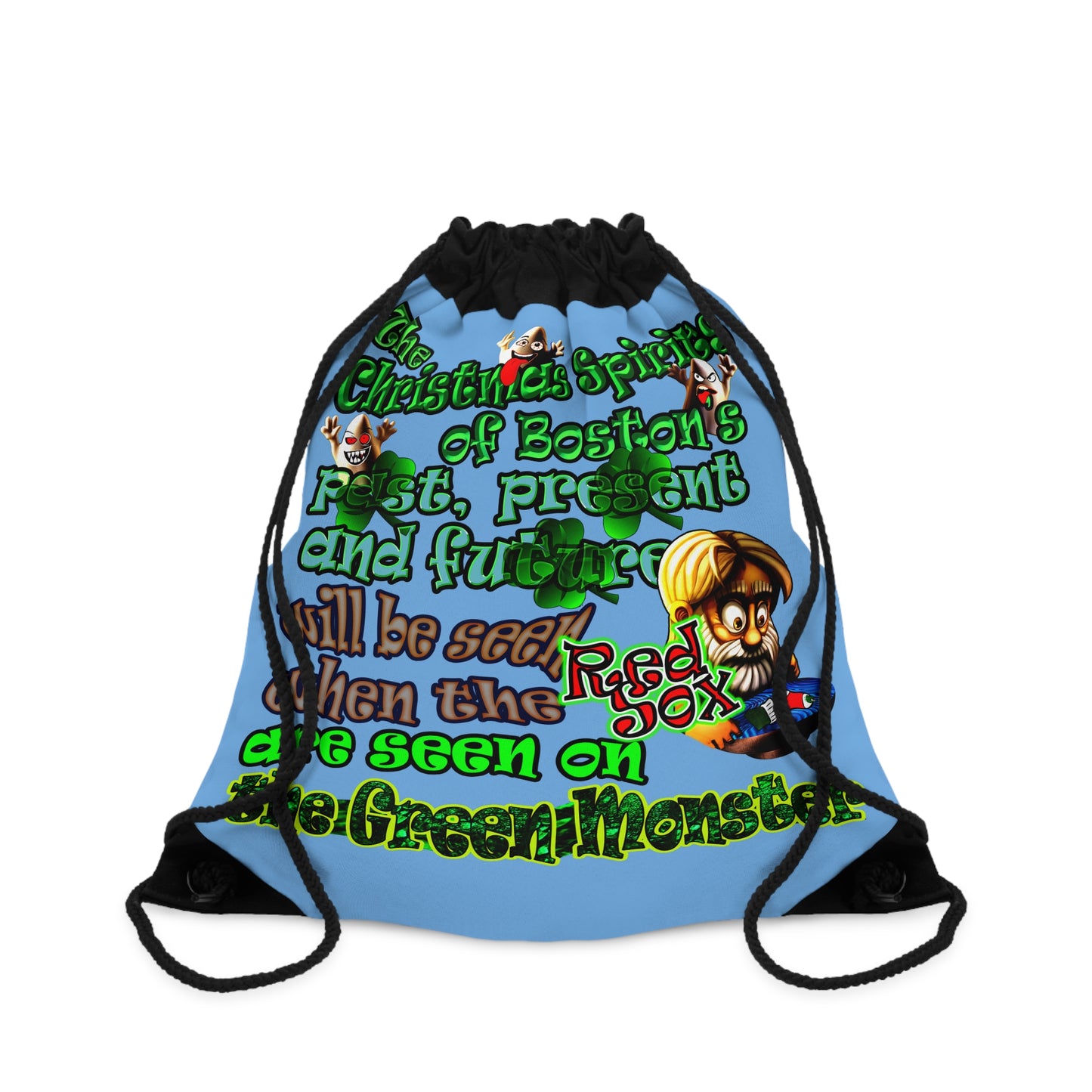christmas spirits of boston - Drawstring Bag (light blue)