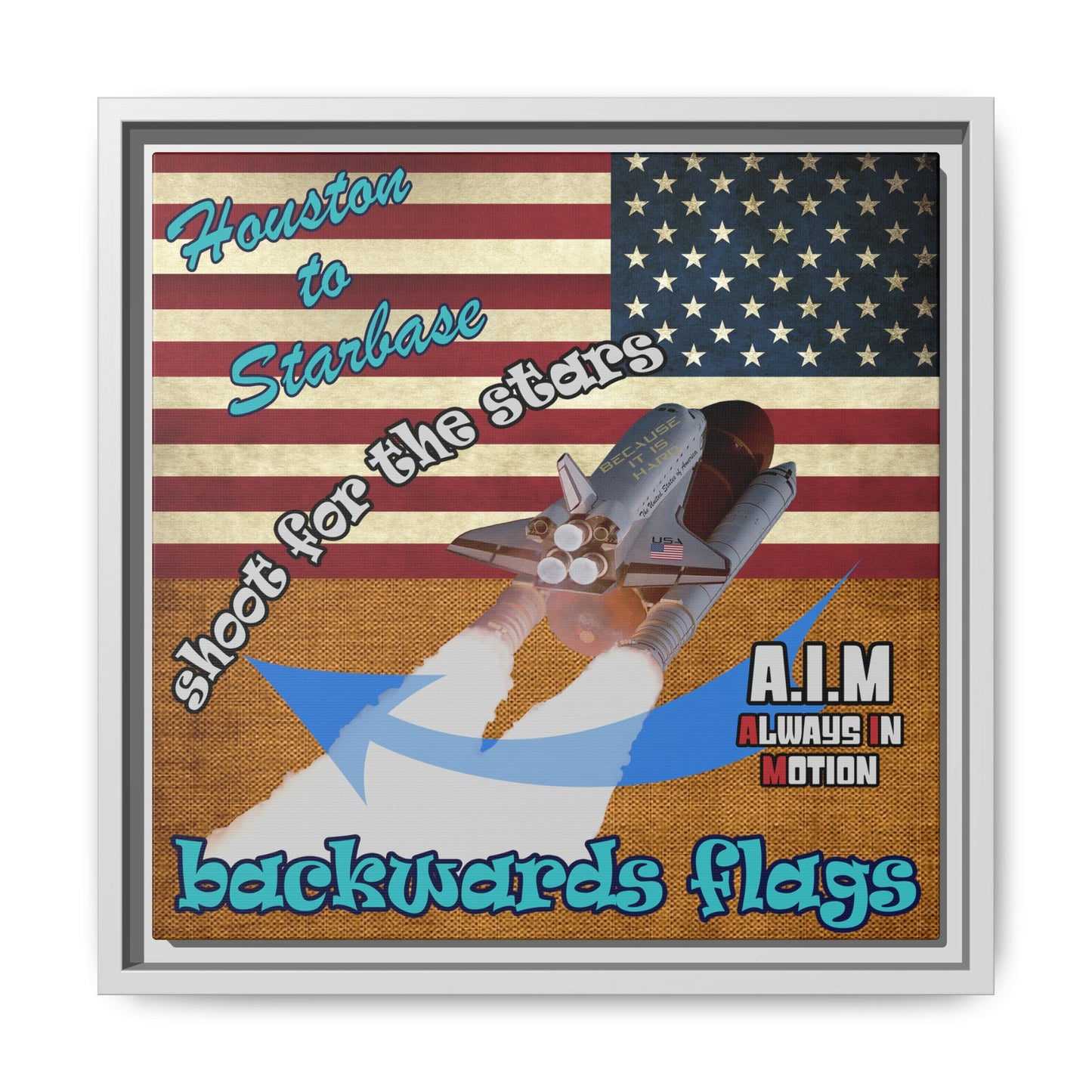 shoot for the stars - framed canvas art (brown papyrus)