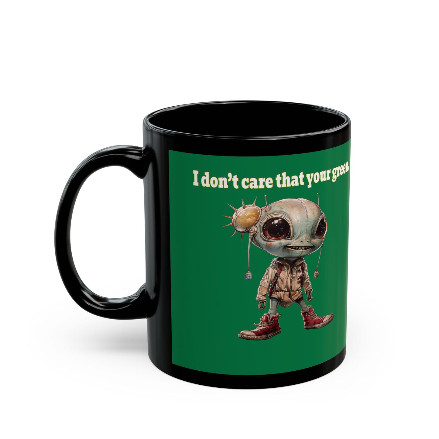 I don't care that your grey - Black Mug (dark green)