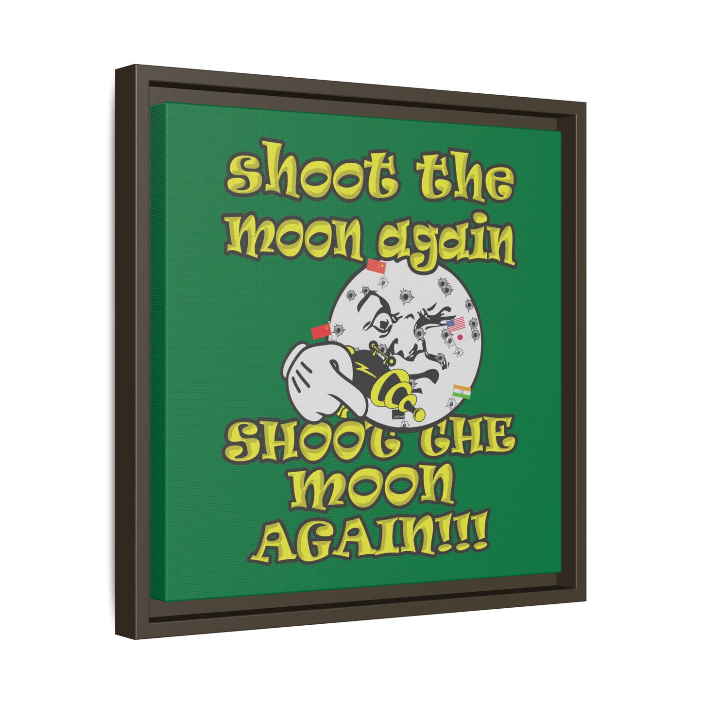 shoot the moon again - framed canvas art (dark green)
