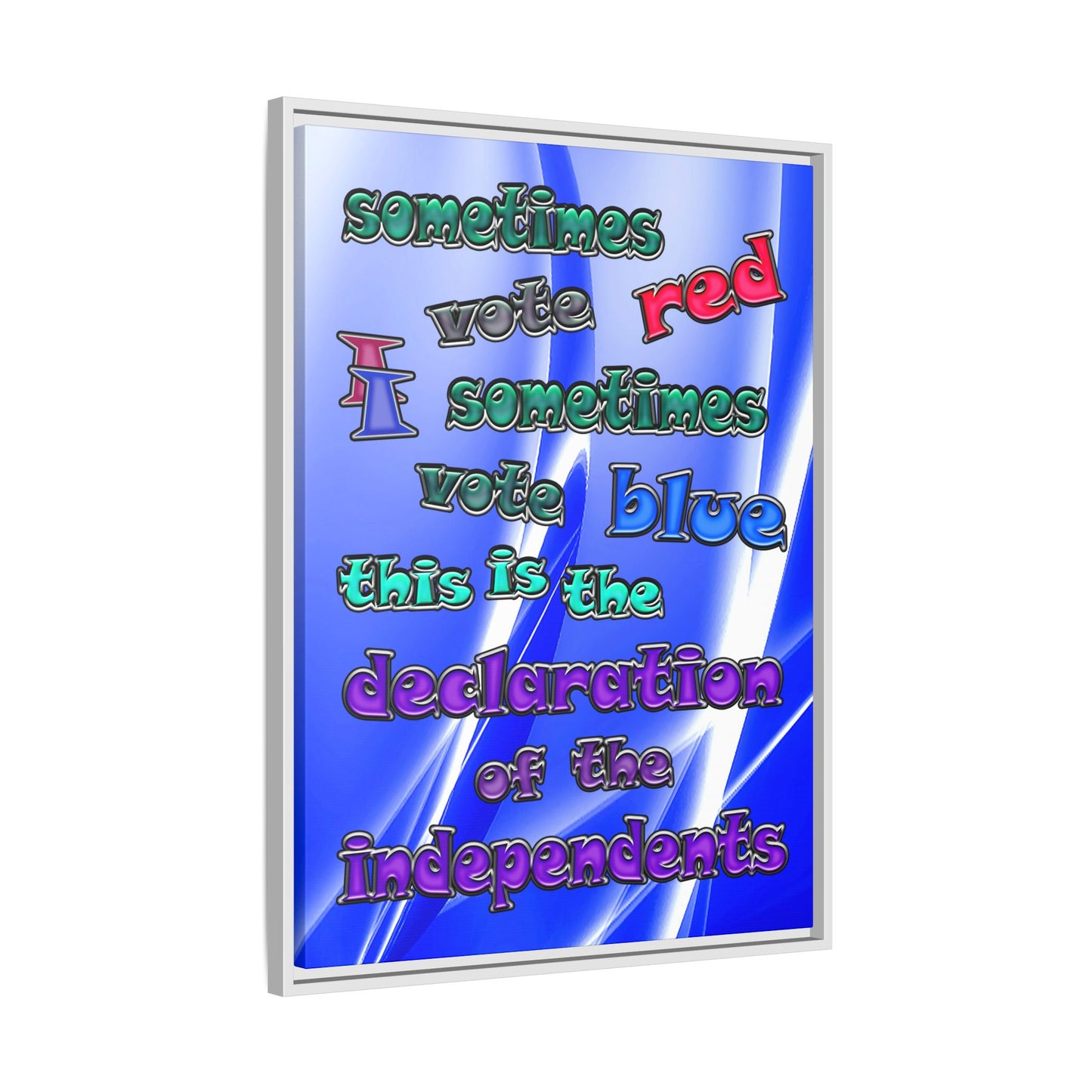 declaration of the independents - framed canvas art (blue-white wave)