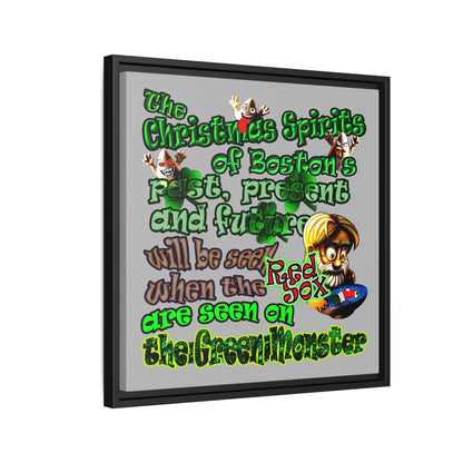 christmas spirits of boston - framed canvas art (light grey)