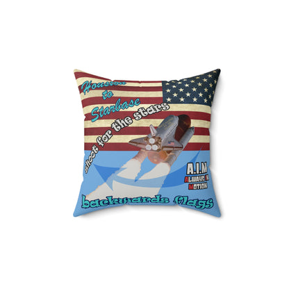 shoot for the stars - Faux Suede Square Pillow - (light blue)
