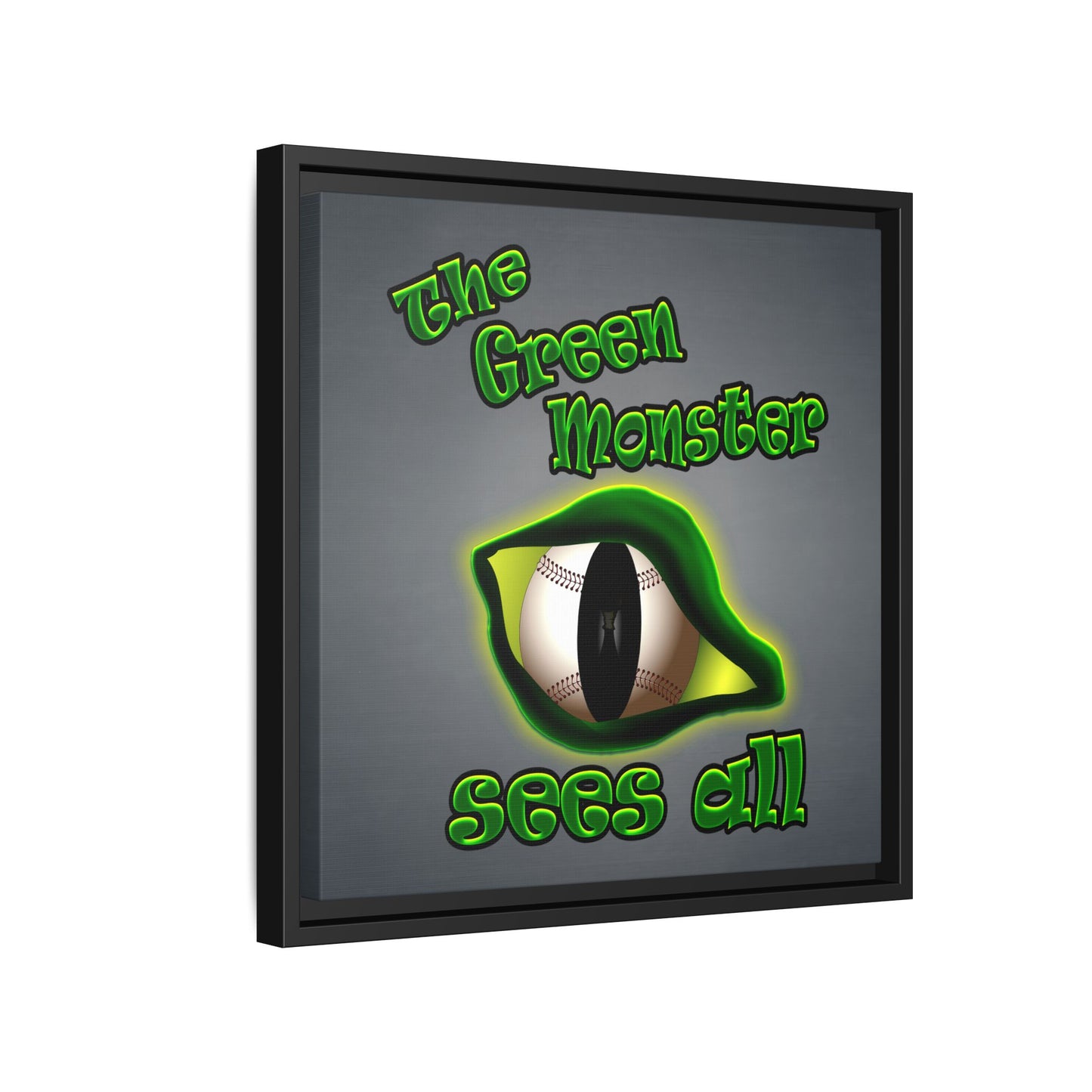 green monster - framed canvas art (grey-light grey)