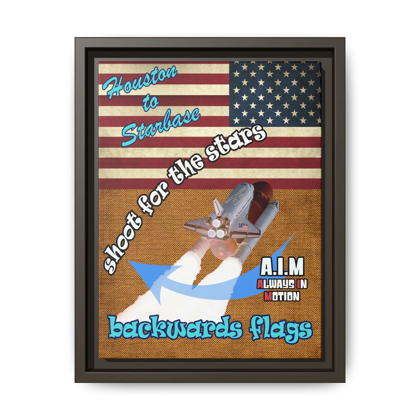 shoot for the stars - framed canvas art (brown papyrus)