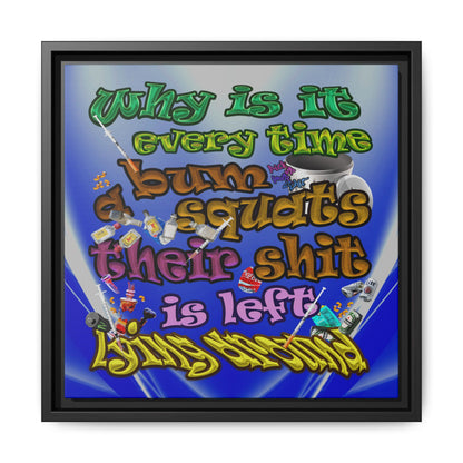 the bum's shit - framed canvas art (blue-white wave)