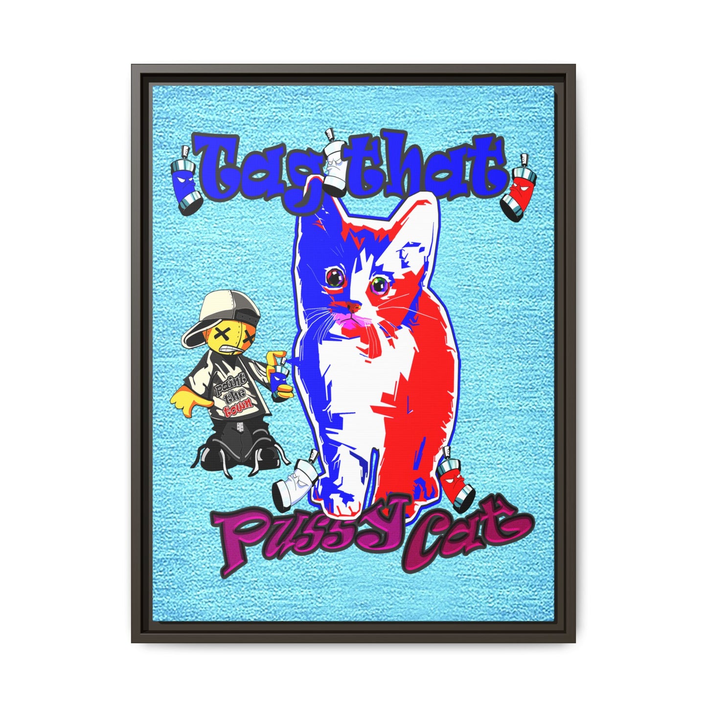 tag that - framed canvas art (faded blue)
