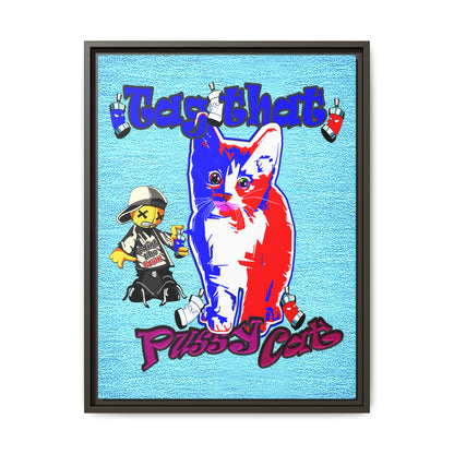 tag that - framed canvas art (faded blue)