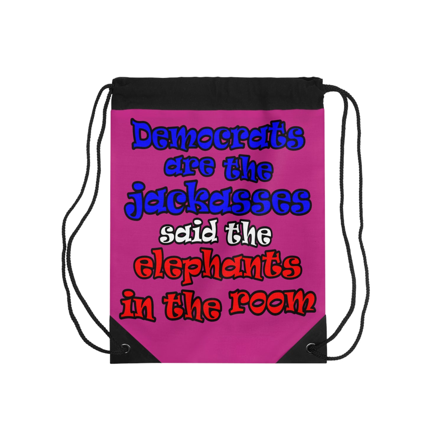donkeys and elephants - Drawstring Bag (pink)