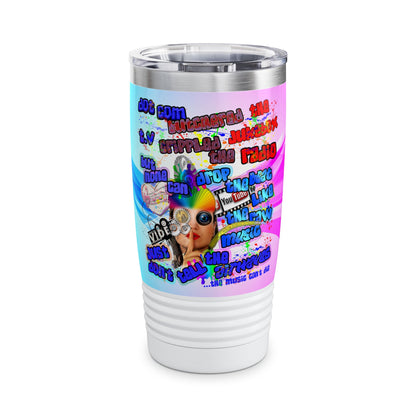 drop the beat - Ringneck Tumbler, 20oz  (light blue-pink wave)