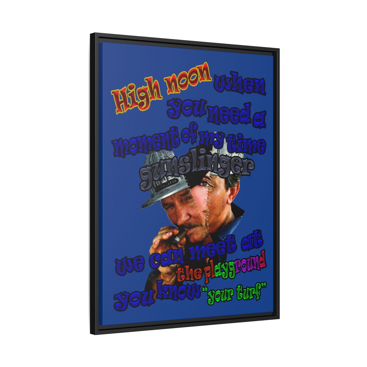 high noon - framed canvas art (dark blue)
