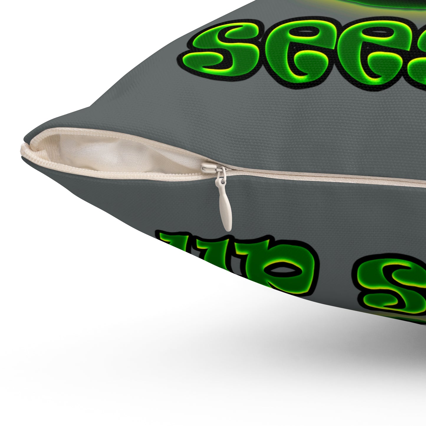 green monster - Spun Polyester Square Pillow - (dark grey)