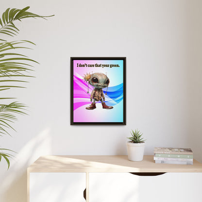 I don't care that your green - framed canvas art (light blue-pink wave)